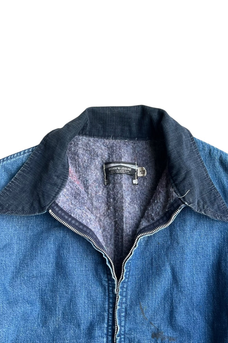 70'S ZIP DENIM JACKET SCOVILL ZIPPER W/BLANKET LINER / INDIGO [SIZE: M USED]