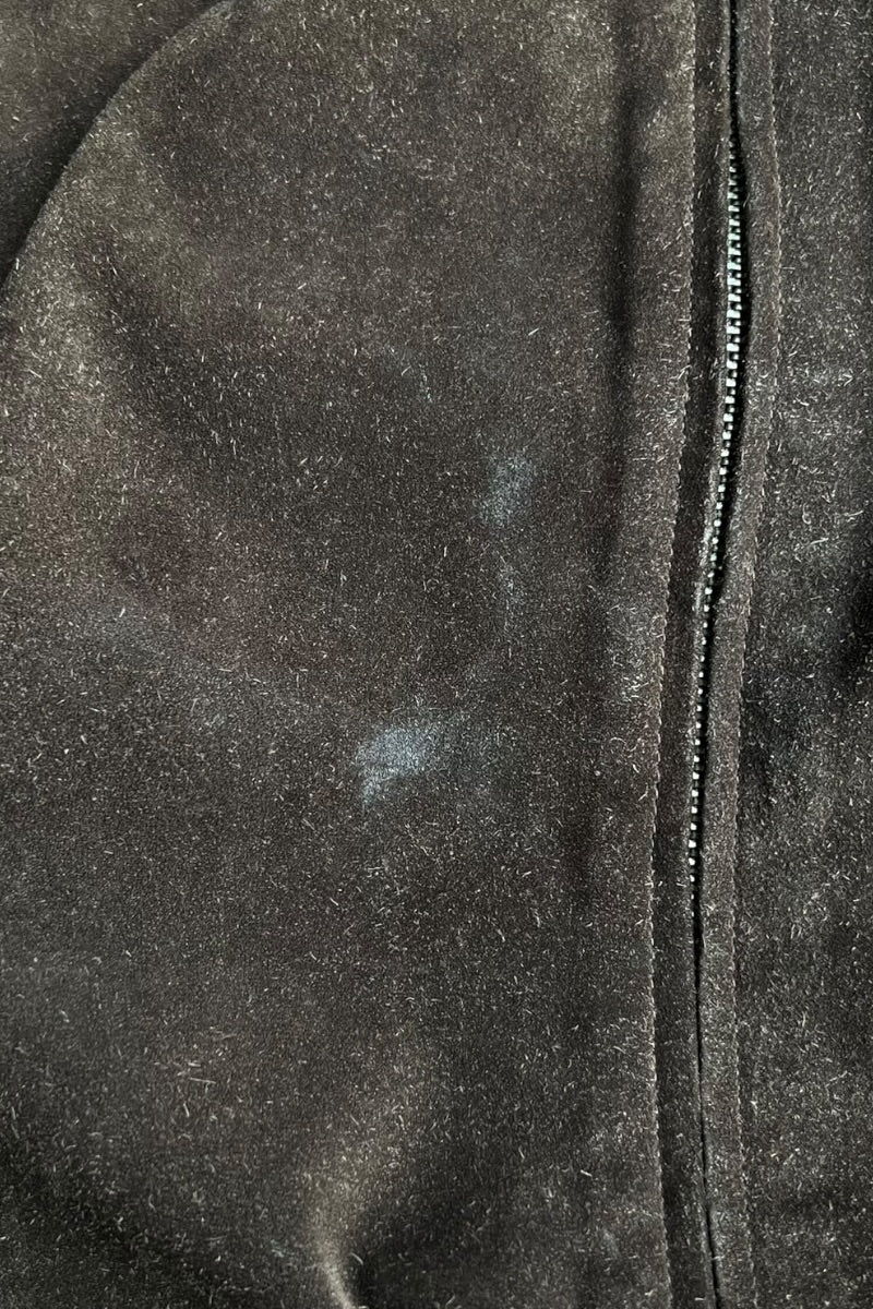 90'S SUEDE LEATHER JACKET W/CHECK LINER / BROWN [SIZE: L USED]