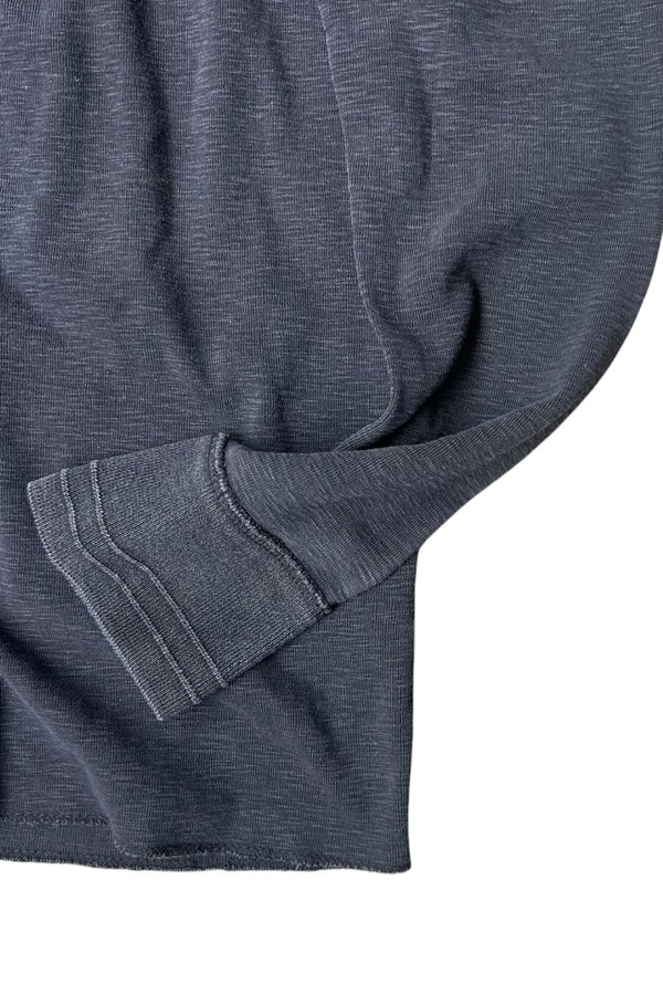 Y2K EARLY 00'S L/S HENLEY NECK T-SHIRT / BLACK [SIZE: M USED]