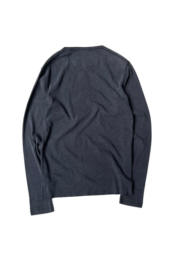 Y2K EARLY 00'S L/S HENLEY NECK T-SHIRT / BLACK [SIZE: M USED]