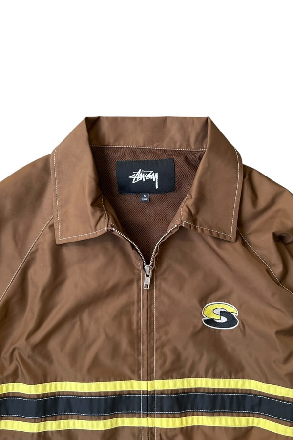 STRIPE ZIP NYLON JACKET / BROWN [SIZE: S USED]