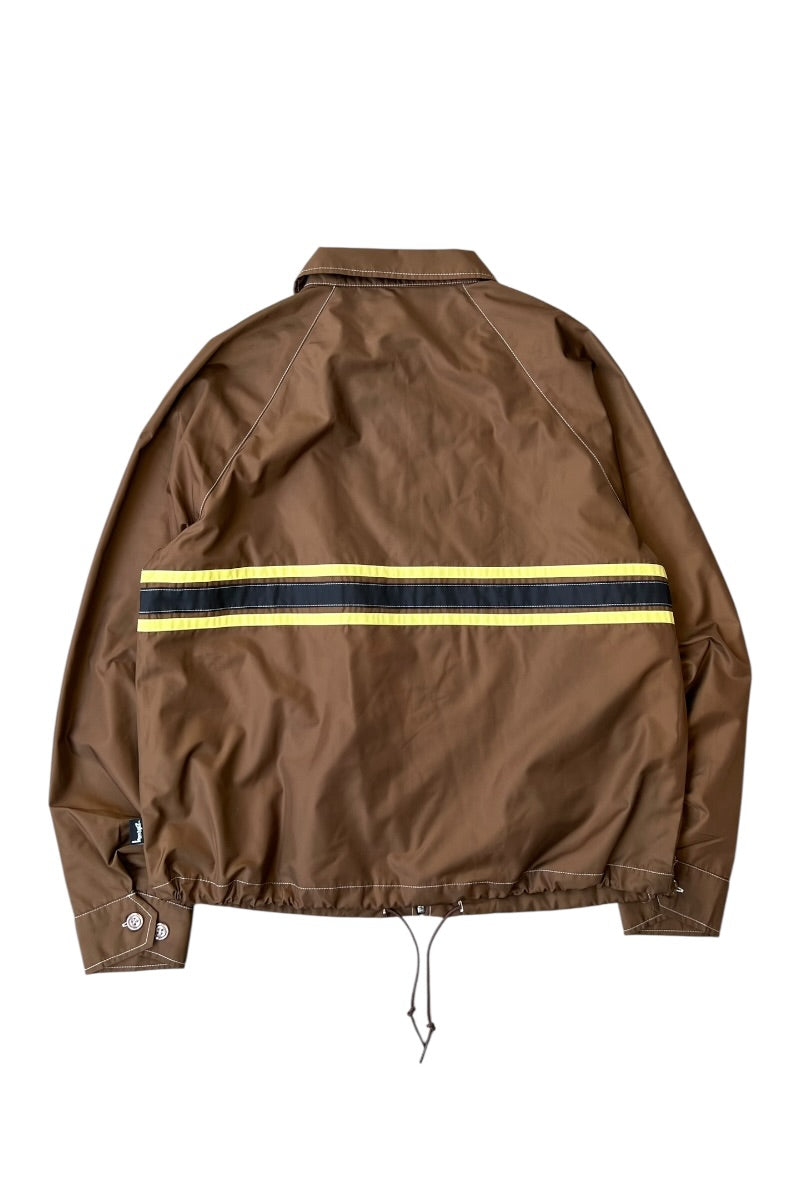 STRIPE ZIP NYLON JACKET / BROWN [SIZE: S USED]