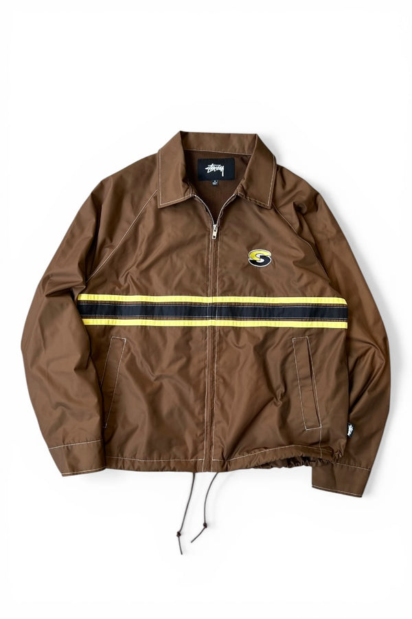 STRIPE ZIP NYLON JACKET / BROWN [사이즈: S USED]