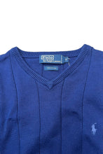 画像をギャラリービューアに読み込む, 90'S V-NECK COTTON KNIT SWEATER / NAVY [SIZE: S USED]
