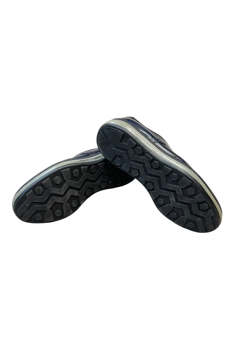 WING TIP AIR SOLE LEATHER SNEAKERS / NAVY [SIZE: US8.5 (approx. 27.5cm) USED]