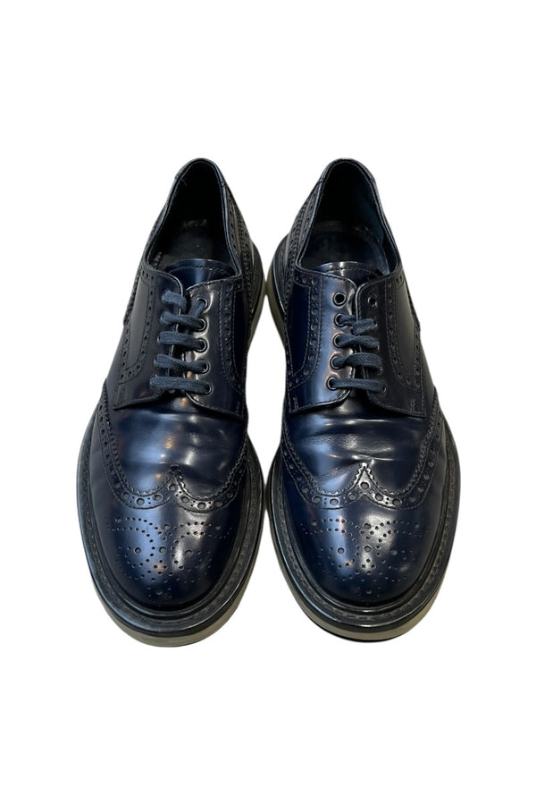 WING TIP AIR SOLE LEATHER SNEAKERS / NAVY [SIZE: US8.5 (27.5cm相当) USED]