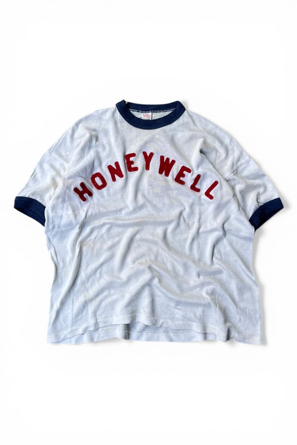 MADE IN USA 60-70년대 HONEYWELL 링거 티셔츠 / WHITE [SIZE: L USED]