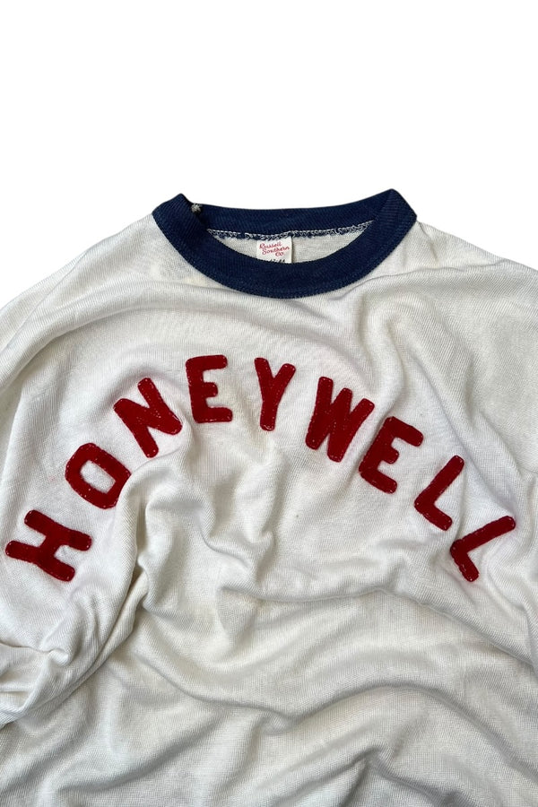 MADE IN USA 60-70'S HONEYWELL RINGER T-SHIRT / WHITE [SIZE: L USED]