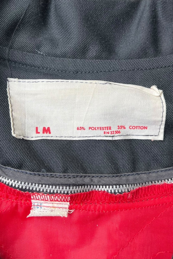 70-80'S CHAIN STITCH EMBROIDERED ZIP CORPORATE PROMOTION JACKET W/LINER / BLACK [SIZE: L USED]