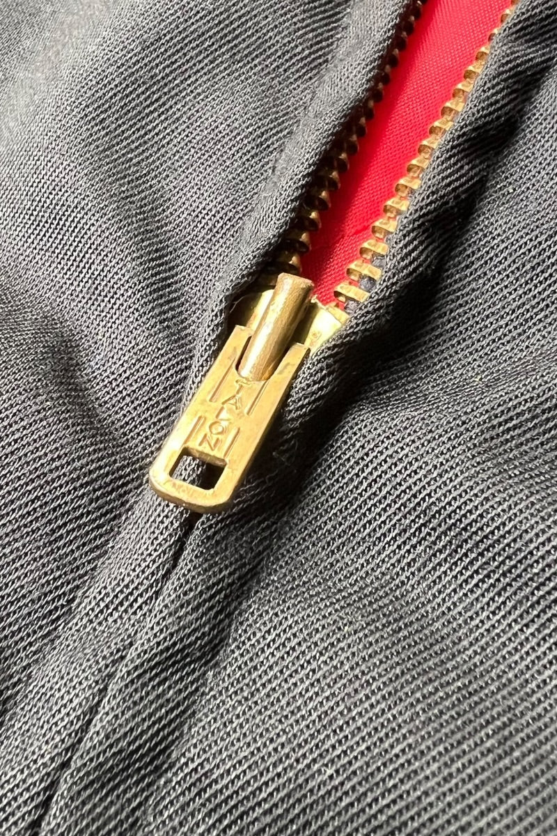 70-80'S CHAIN STITCH EMBROIDERED ZIP CORPORATE PROMOTION JACKET W/LINER / BLACK [SIZE: L USED]