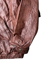 画像をギャラリービューアに読み込む, 90'S ZIP UP LEATHER JACKET / BROWN [SIZE: XL USED]
