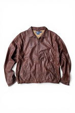 画像をギャラリービューアに読み込む, 90'S ZIP UP LEATHER JACKET / BROWN [SIZE: XL USED]
