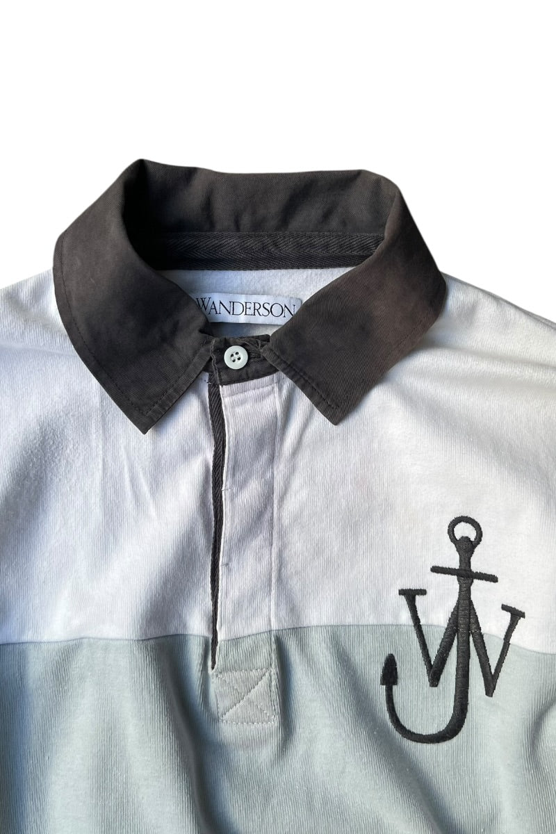 L/S BORDER RUGBY SHIRT / WHITE [SIZE: M USED]