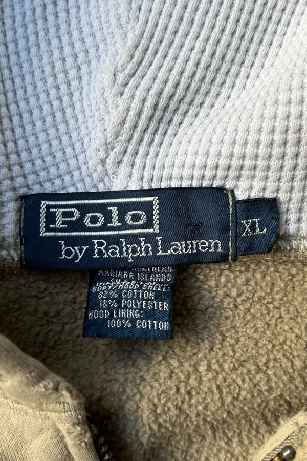 90'S ZIP HOODIE SWEATSHIRT / BEIGE [SIZE: XL USED]