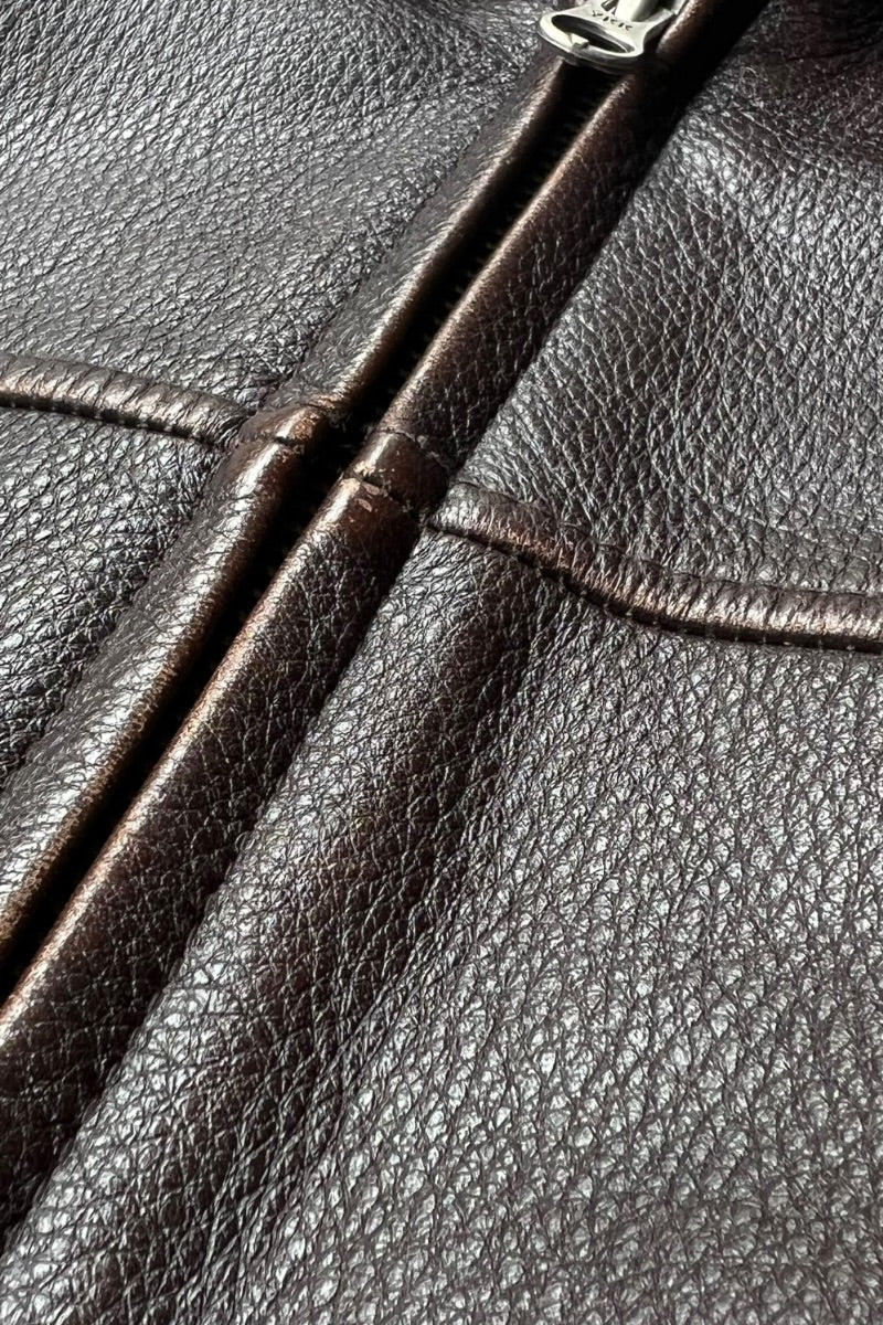 Y2K EARLY 00'S LEATHER JACKET / BROWN [SIZE: M USED]