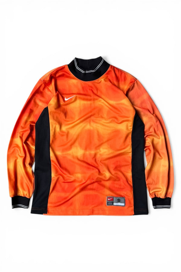 MADE IN USA Y2K EARLY 00'S L/S GAME SHIRT / ORANGE [SIZE: S USED]