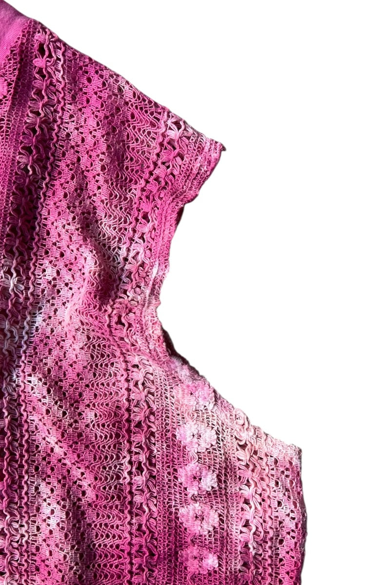 22SS BOX SLEEVELESS TIE DYE COTTON CROCHET / PINK [SIZE: 48 USED]