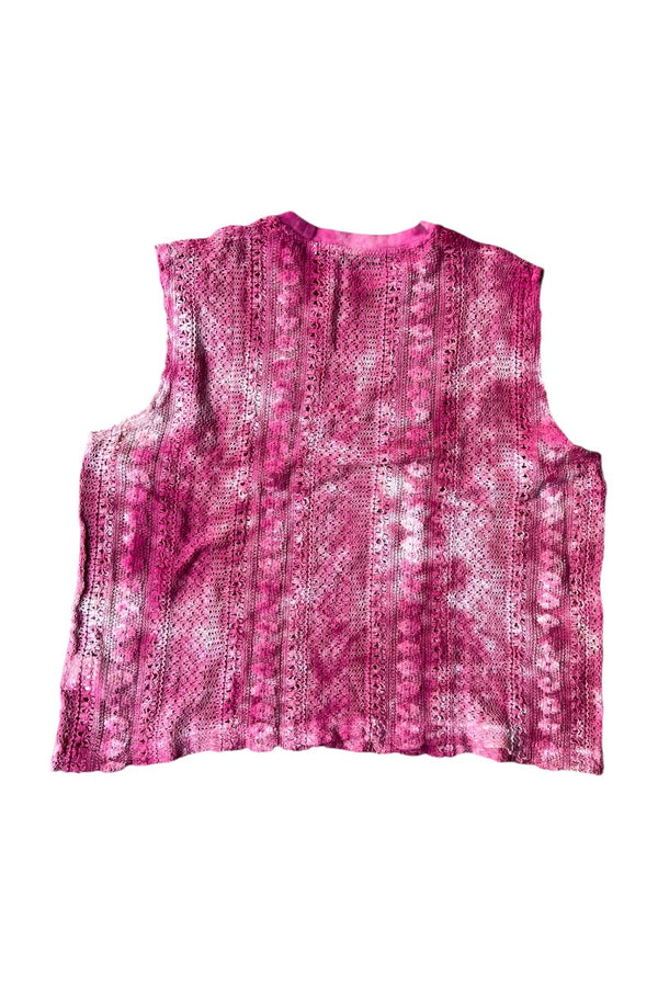 22SS BOX SLEEVELESS TIE DYE COTTON CROCHET / PINK [SIZE: 48 USED]