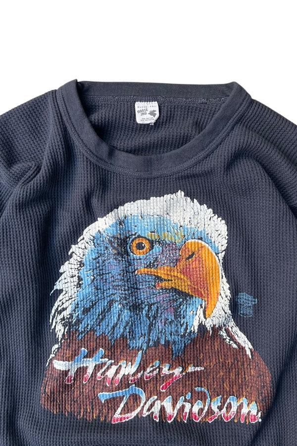 70s-80s HARLEY-DAVIDSON THERMAL L/S T-SHIRT / BLACK [SIZE: XL USED]