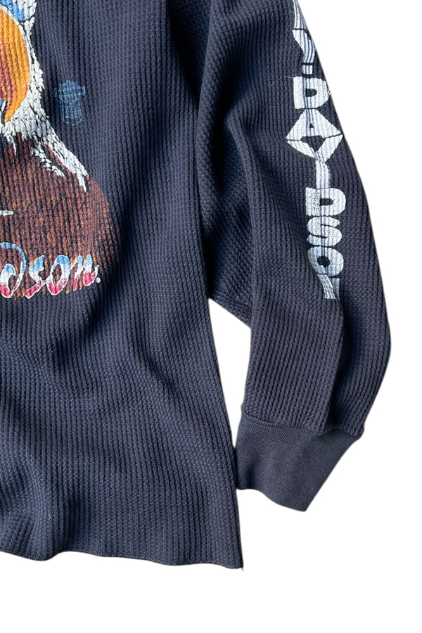 70s-80s HARLEY-DAVIDSON THERMAL L/S T-SHIRT / BLACK [SIZE: XL USED]