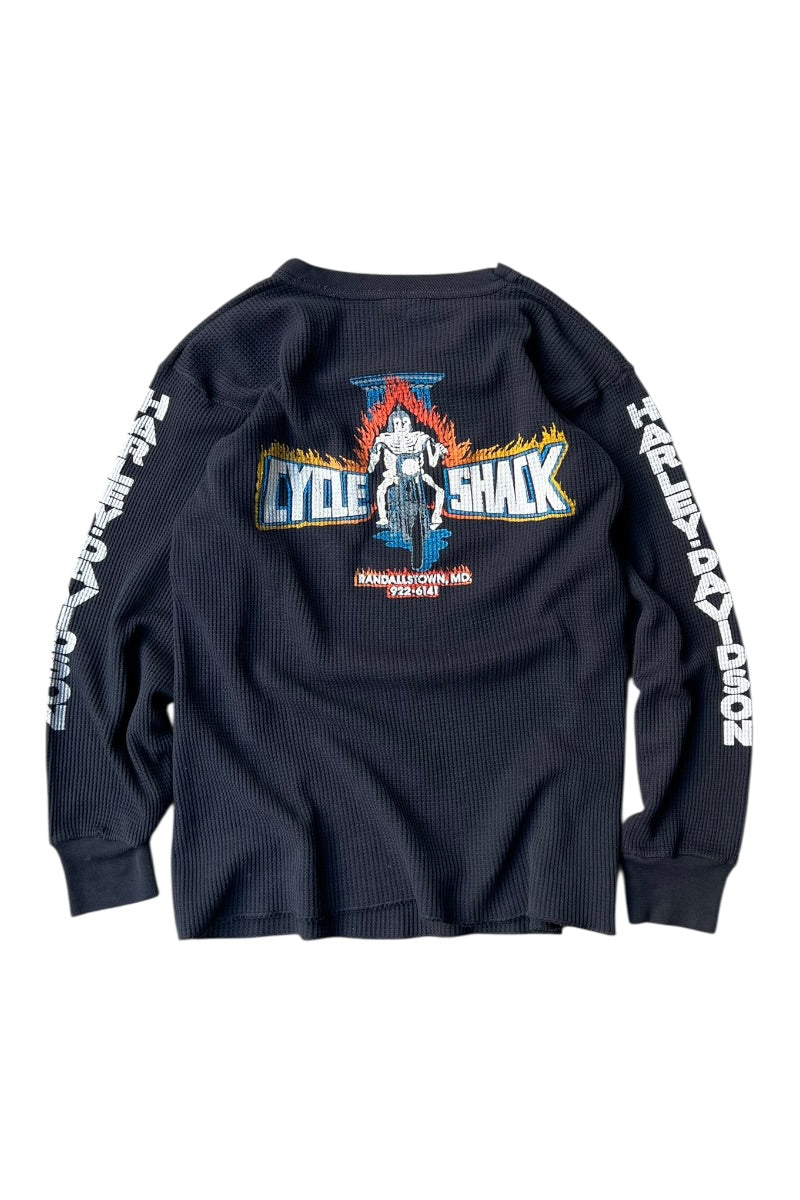 70s-80s HARLEY-DAVIDSON THERMAL L/S T-SHIRT / BLACK [SIZE: XL USED]