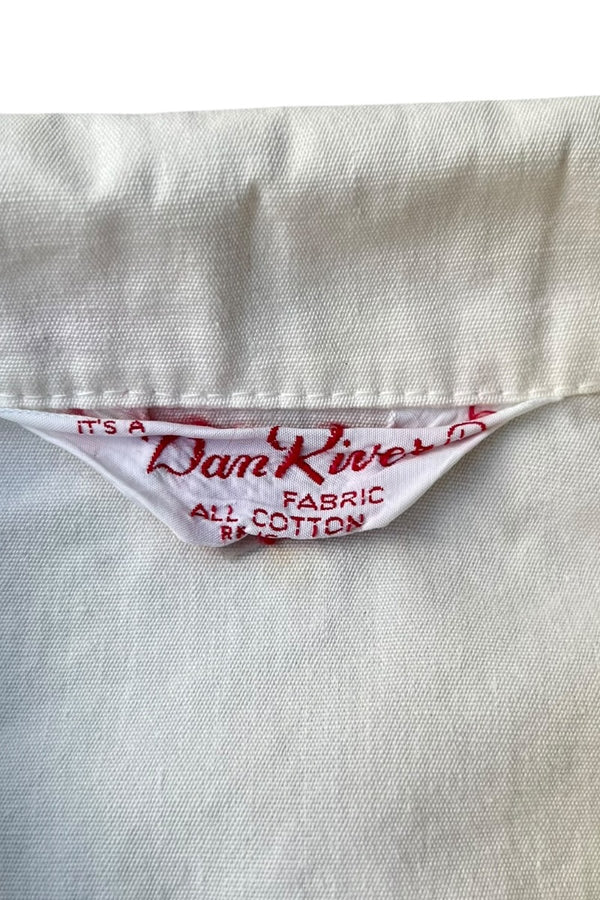 60'S CHAIN STITCH EMBROIDERED DRIZZLER ZIP JACKET / WHITE [SIZE: L USED]