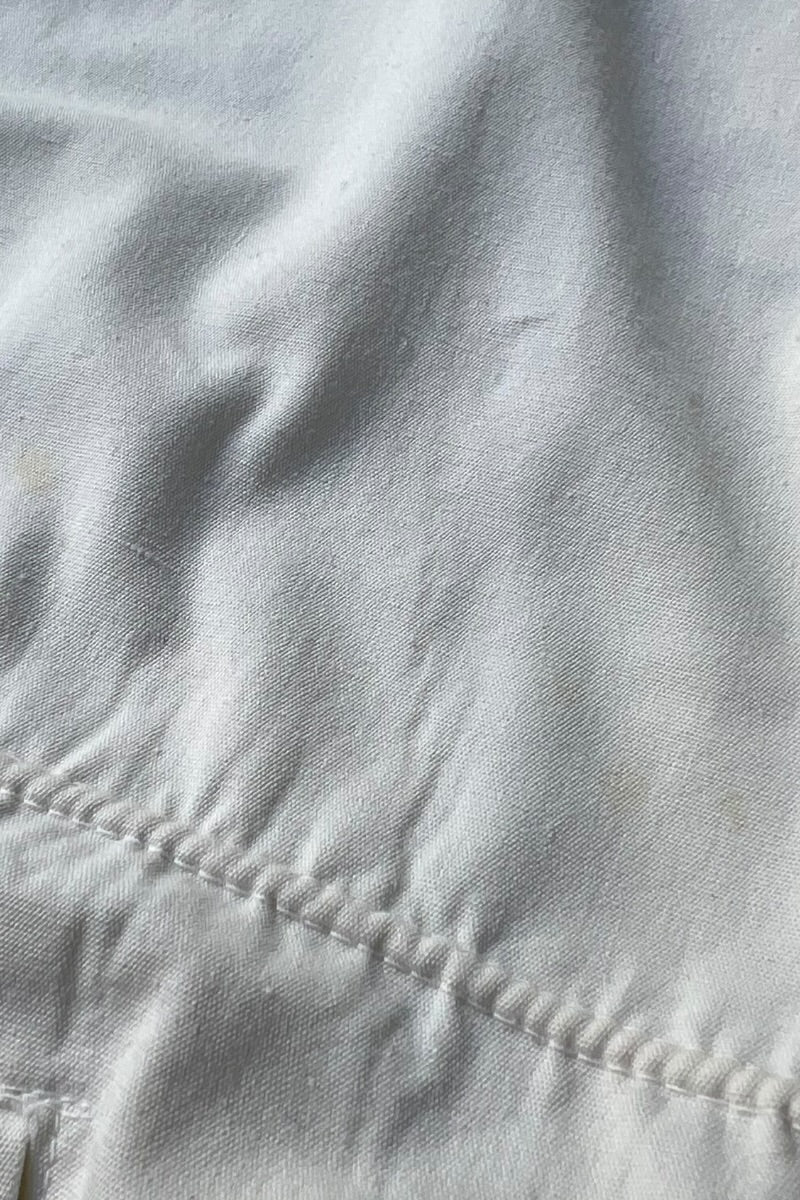 60'S CHAIN STITCH EMBROIDERED DRIZZLER ZIP JACKET / WHITE [SIZE: L USED]