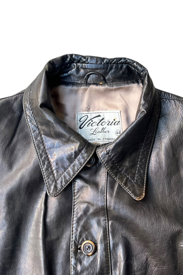 MADE IN CANADA 70-80'S LEATER JACKET / BROWN [SIZE: 44 USED]