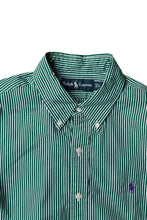 画像をギャラリービューアに読み込む, L/S STRIPE SHIRT / GREEN [SIZE: L USED]
