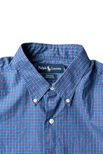 画像をギャラリービューアに読み込む, 90'S GREGGOR STRAIGHT HEM L/S BD CHECK SHIRT / BLUE [SIZE: L USED]
