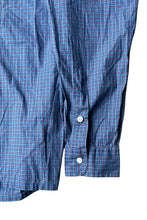 画像をギャラリービューアに読み込む, 90'S GREGGOR STRAIGHT HEM L/S BD CHECK SHIRT / BLUE [SIZE: L USED]
