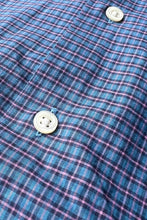 画像をギャラリービューアに読み込む, 90'S GREGGOR STRAIGHT HEM L/S BD CHECK SHIRT / BLUE [SIZE: L USED]

