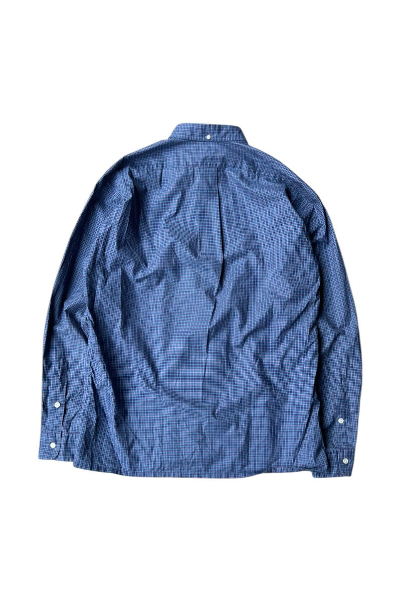 90'S GREGGOR STRAIGHT HEM L/S BD CHECK SHIRT / BLUE [SIZE: L USED]