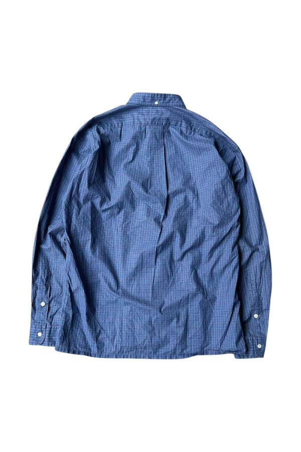 90'S GREGGOR STRAIGHT HEM L/S BD CHECK SHIRT / BLUE [SIZE: L USED]