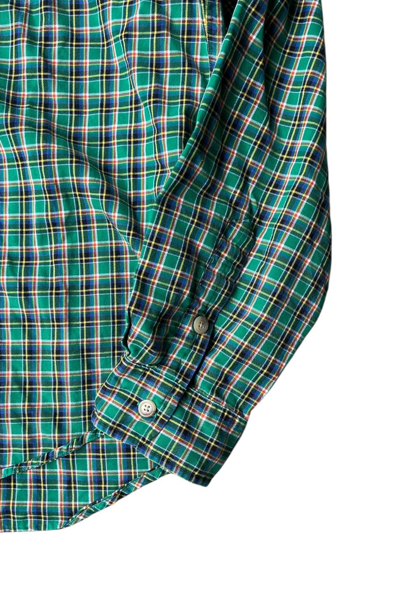 L/S CHECK SHIRT / GREEN [SIZE: L USED]