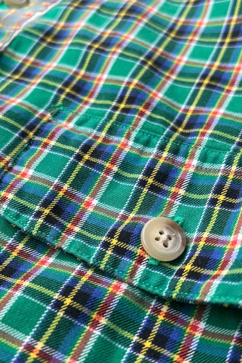 L/S CHECK SHIRT / GREEN [SIZE: L USED]