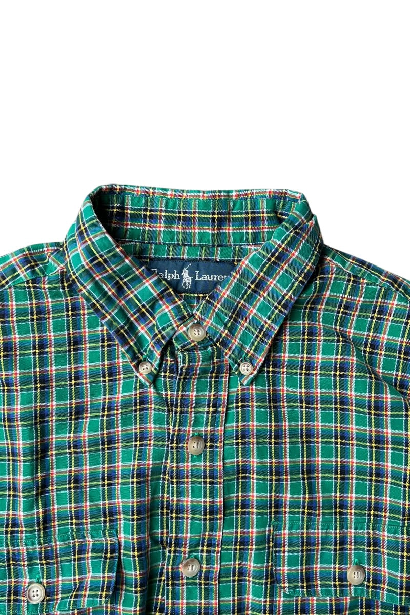 L/S CHECK SHIRT / GREEN [SIZE: L USED]