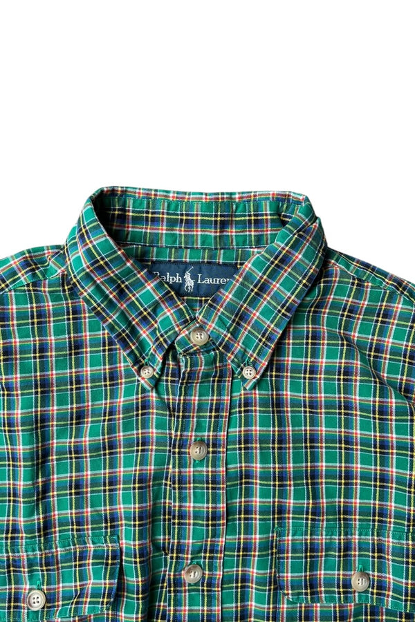 L/S CHECK SHIRT / GREEN [SIZE: L USED]