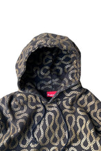 画像をギャラリービューアに読み込む, Y2K EARLY 00'S MADE IN CANADA SQUIGGLE CHAIN HOODIE SWEATSHIRT / BLACK [SIZE: XL USED]
