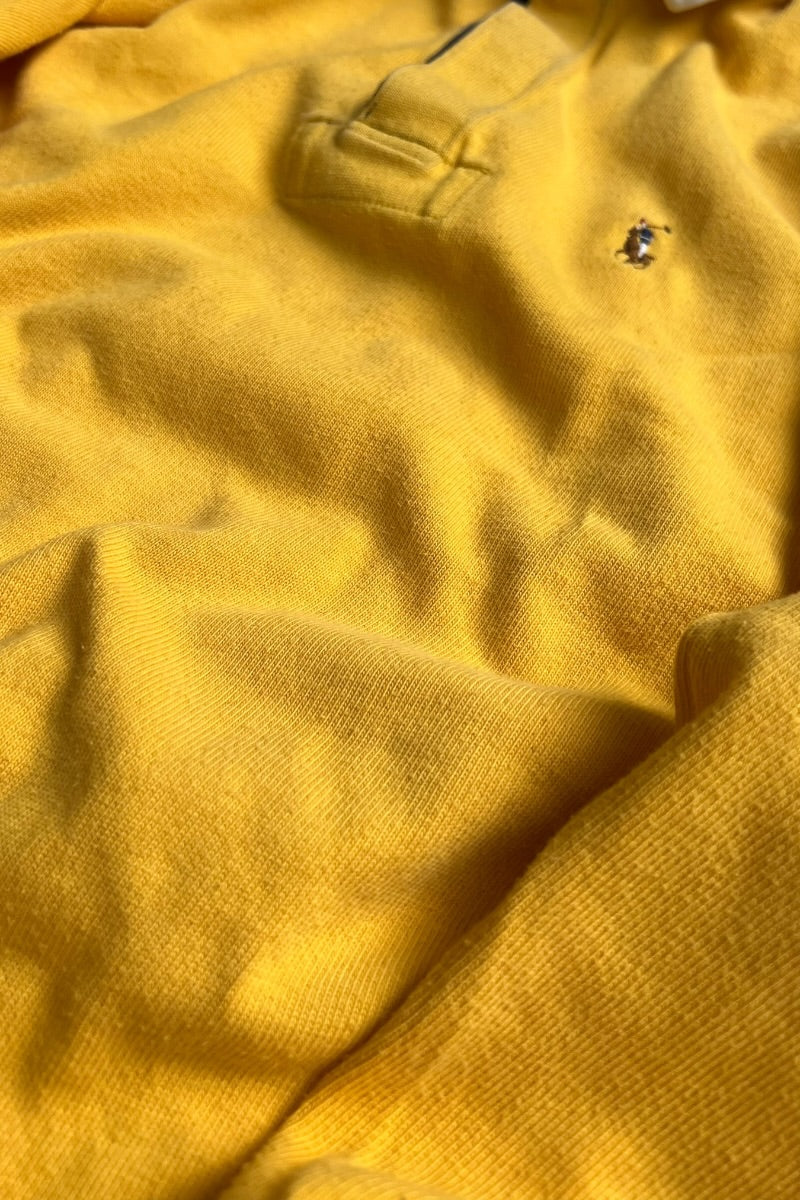 90'S L/S RUGBY SHIRT / YELLOW [SIZE: S USED]