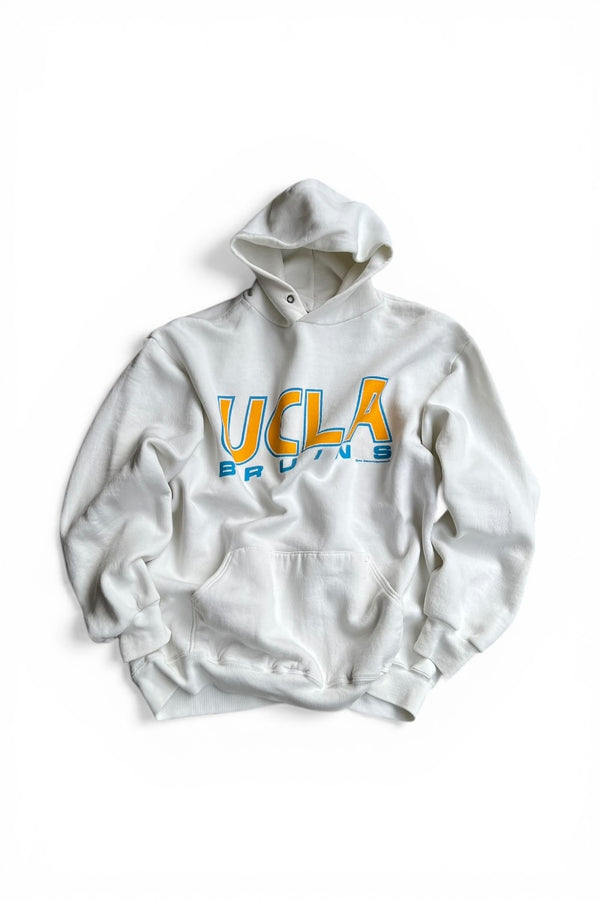 MADE IN USA 80-90'S UCLA HOODIE SWEATSHIRT / WHITE [SIZE: XL USED]