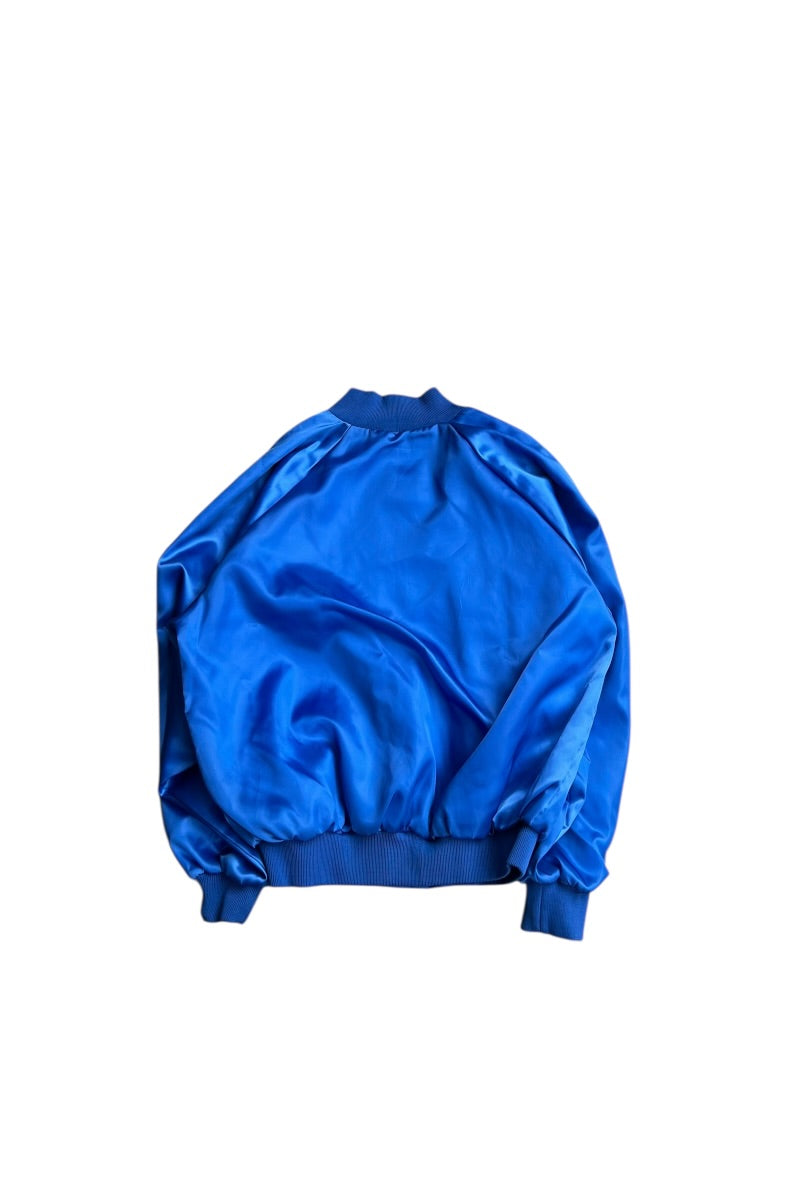 MADE IN USA 90'S MTA NYLON SATIN JACKET / BLUE [SIZE: XL USED]