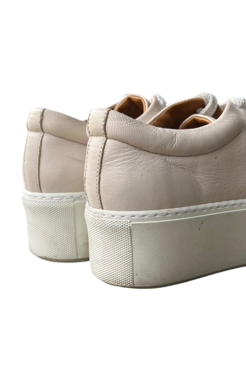 LEATHER SNEAKERS W / TONY FACE / WHITE [SIZE: US7.5 (approx. 26cm) USED]