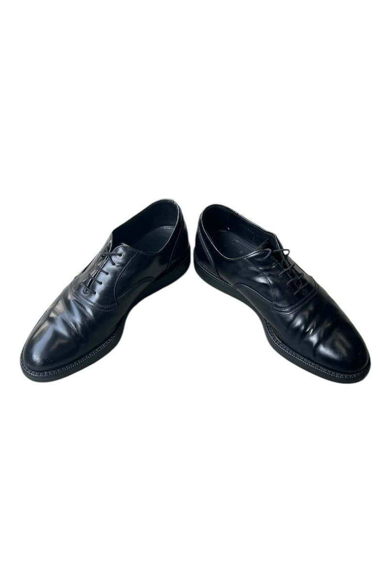 MADE IN ITALY PLAIN TOE LEATHER SHOES / BLACK [SIZE: US9 (approx. 27cm) USED]