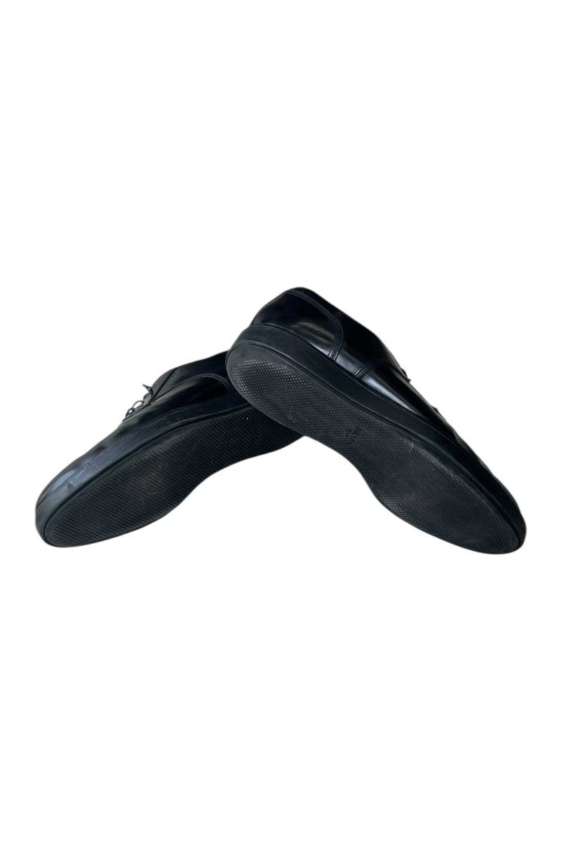 MADE IN ITALY PLAIN TOE LEATHER SHOES / BLACK [SIZE: US9 (approx. 27cm) USED]