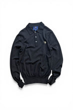 画像をギャラリービューアに読み込む, MADE IN ITALY L/S MERINO WOOL KNIT POLO SHIRT / BLACK [SIZE: 38 USED]
