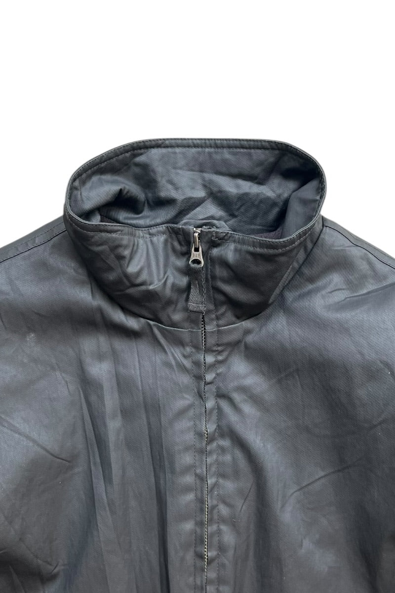 Y2K EARLY 00'S COTTON WITH POLYURETHANE COATING ZIP JACKET / BLACK [SIZE: M USED]