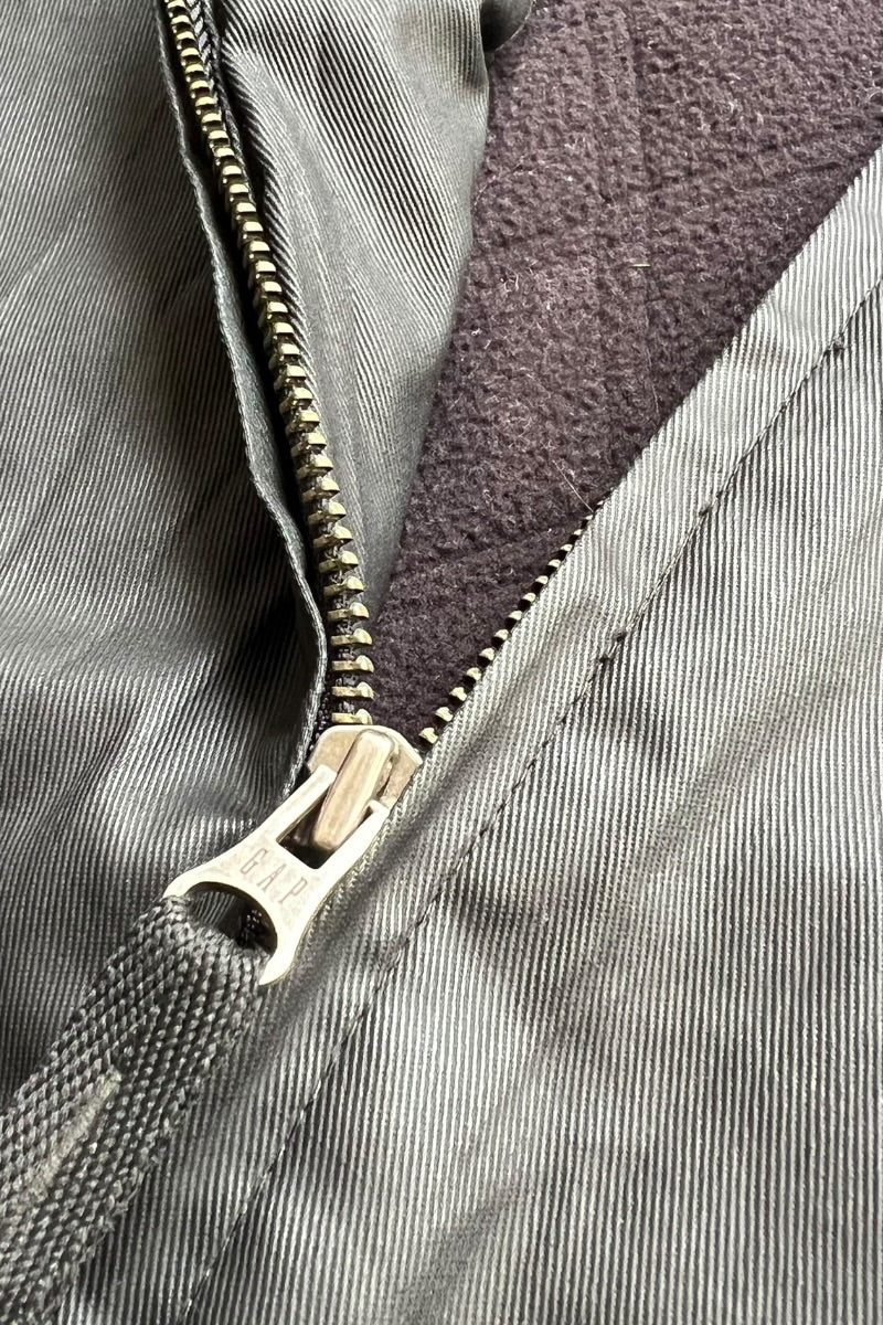 Y2K EARLY 00'S COTTON WITH POLYURETHANE COATING ZIP JACKET / BLACK [SIZE: M USED]