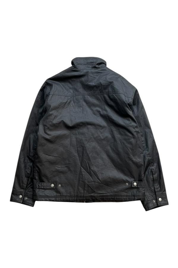 Y2K EARLY 00'S COTTON WITH POYURETHAN COATING ZIP JACKET / BLACK [SIZE: M USED]