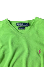 画像をギャラリービューアに読み込む, 90'S V-NECK PIMA COTTON KNIT SWEATER / NEON [SIZE: L USED]
